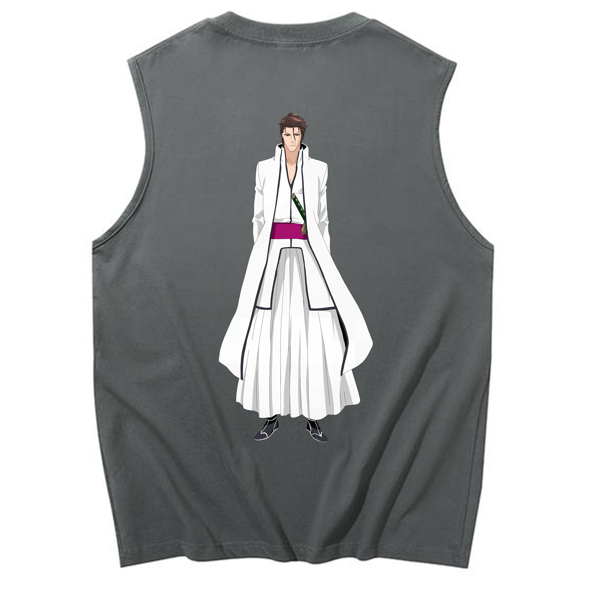 （画像用） ブリーチ 藍染 惣右介（あいぜん そうすけ） BLEACH Aizen Sousuke コットン100％タンクトップ（背面プリント）